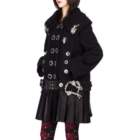 BLACK FUDGE BUCKLE COAT BLACK