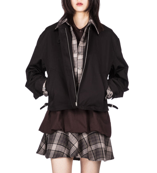 ODOSSA TWILL TRENCH CO GABAARDINE CHECK BLACK