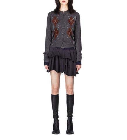KOHONA SILKY WOOL ARGYLE INSTARSIA DARK GREY/MULTI