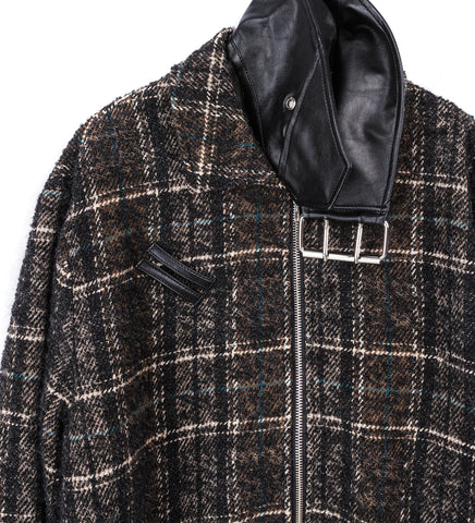 DETACHABLE COLLAR-BELT WOOL JACKET BLACK/BROWN/BEIGE/BLUE
