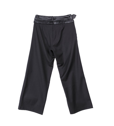 DOUBLE LEATHER BELT PLEATED TROUSERS V1 BLACK