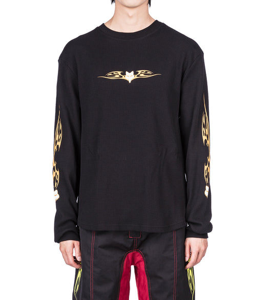 TRIBAL LONG SLEEVE TOP BLACK