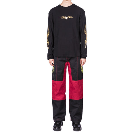 TRIBAL LONG SLEEVE TOP BLACK