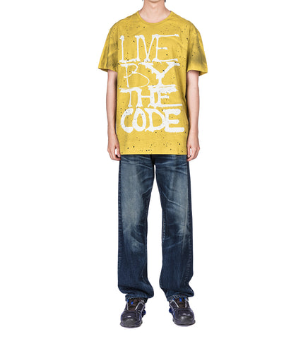 LIVE BY THE CODE TEE SPRAYED GOLD
