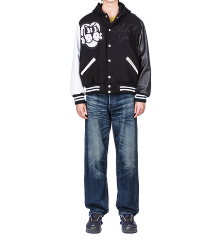 GLOBAL GAME LETTERMAN JACKET BLACK/WHITE