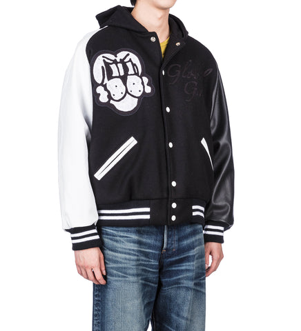 GLOBAL GAME LETTERMAN JACKET BLACK/WHITE