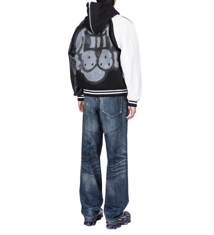 GLOBAL GAME LETTERMAN JACKET BLACK/WHITE