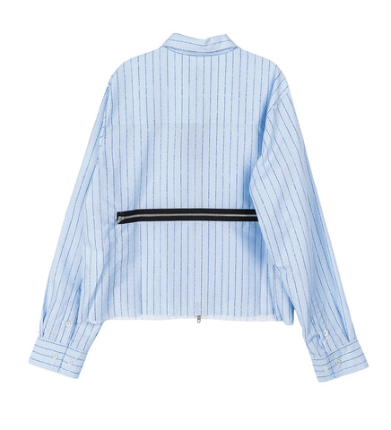 STRIPED LOOSE ZIP SHIRT BLUE