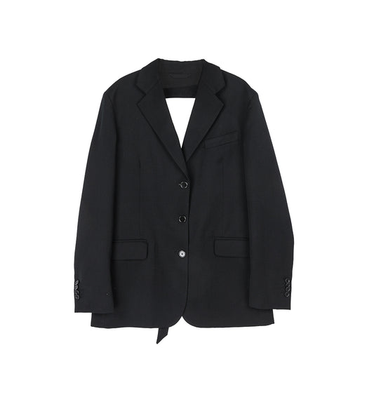 BACK CUT OUT BOW DETAIL JACKET BLACK