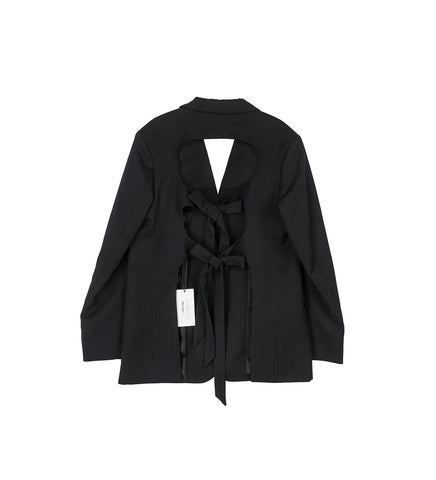 BACK CUT OUT BOW DETAIL JACKET BLACK