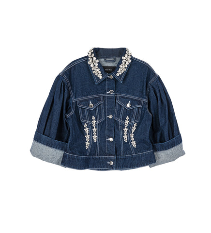 SCULPTED CROPPED DENIM JACKET INDIGO/CLEAR