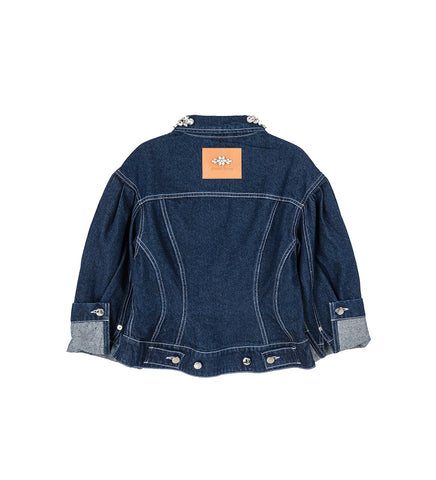 SCULPTED CROPPED DENIM JACKET INDIGO/CLEAR