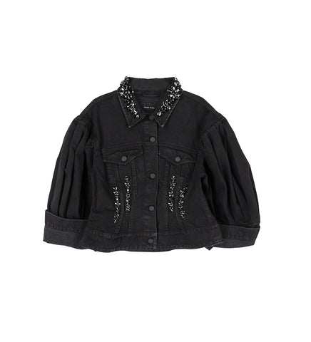 SCULPTED CROPPED DENIM JACKET BLACK/JET