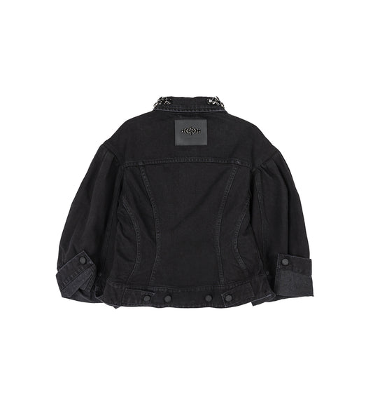 SCULPTED CROPPED DENIM JACKET BLACK/JET