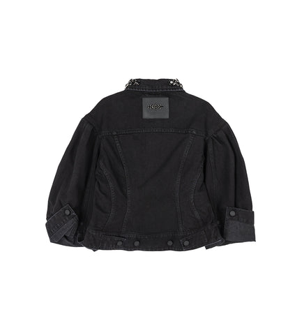 SCULPTED CROPPED DENIM JACKET BLACK/JET