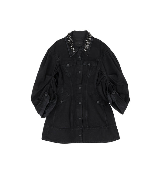 SCULPTED SHORT DENIM COAT BLACK/JET