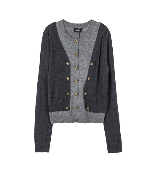 ILLUSION LAYERED CARDIGAN DARK/LIGHT GREY