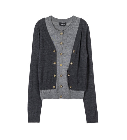 ILLUSION LAYERED CARDIGAN DARK/LIGHT GREY