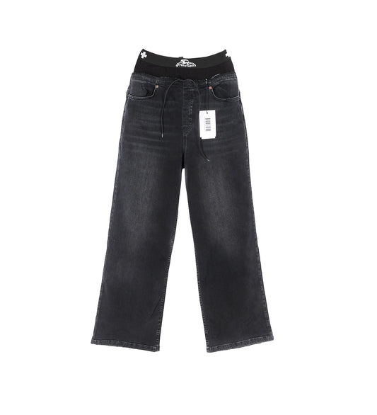 WAIST BAND DENIM JEANS MENS BLACK