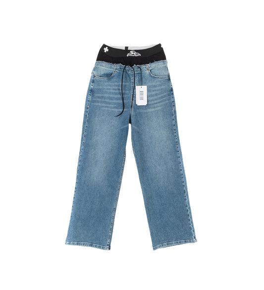 WAISTBAND DENIM JEANS MENS BLUE