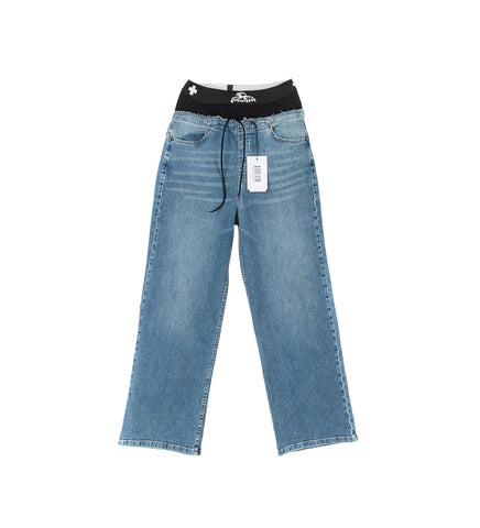 WAISTBAND DENIM JEANS MENS BLUE