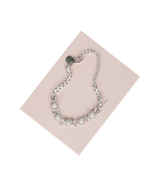 PEARL&CRYSTAL DAISY FLORET NECKLACE PEARL/CRYSTAL