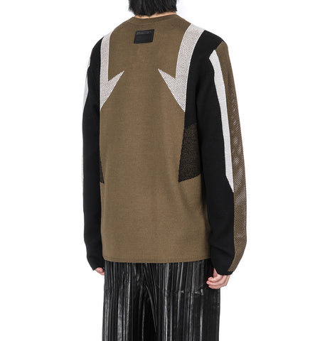 SPORT CREWNECK SWEATER BLACK/IVORY/COGNAC