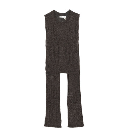 WRAP SCARF PLUM BROWN BLUR STITCH ALPACA