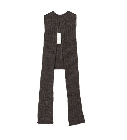 WRAP SCARF PLUM BROWN BLUR STITCH ALPACA
