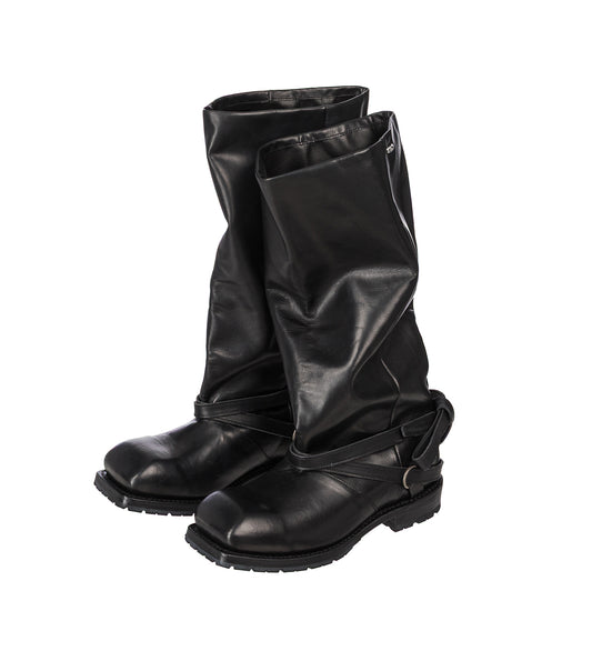 HIGH ENGINE BOOT BLACK TENSILE CATTLE HIDE