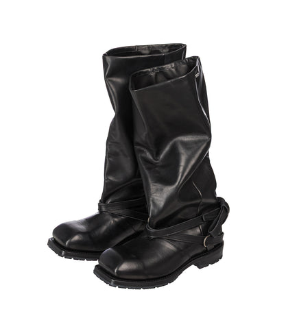 HIGH ENGINE BOOT BLACK TENSILE CATTLE HIDE