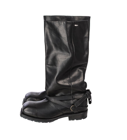 HIGH ENGINE BOOT BLACK TENSILE CATTLE HIDE