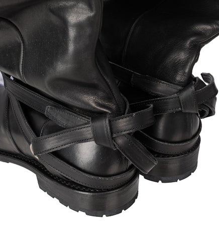 HIGH ENGINE BOOT BLACK TENSILE CATTLE HIDE