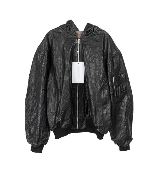 LEATHER BOMBER JACKET ART BLACK