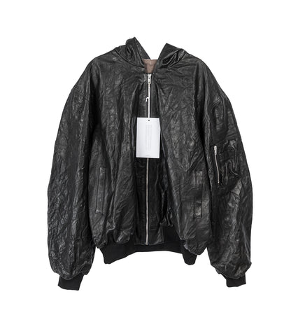 LEATHER BOMBER JACKET ART BLACK