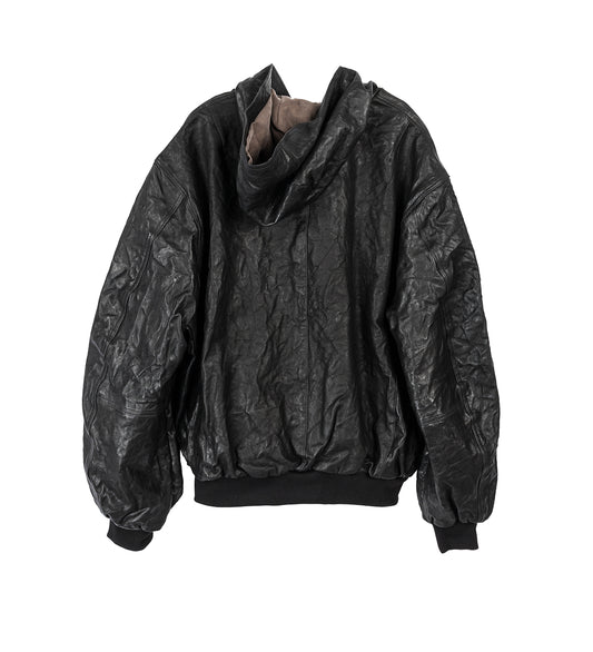 LEATHER BOMBER JACKET ART BLACK