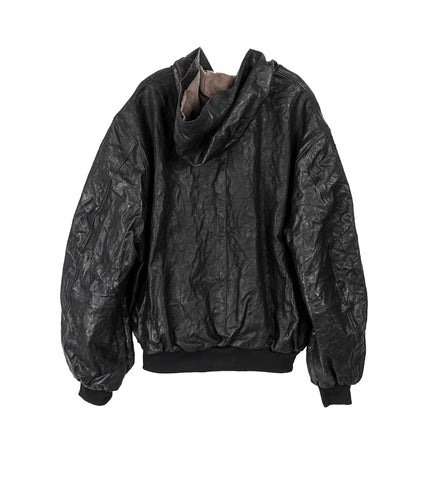 LEATHER BOMBER JACKET ART BLACK