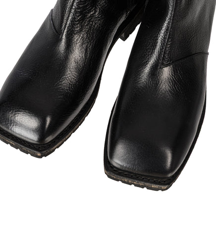 ENGINE BOOT DEEP BLACK LEATHER
