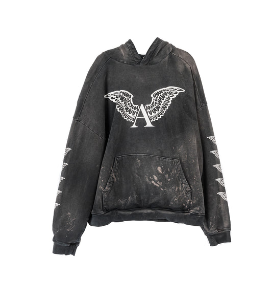 LOGO HOODIE THRASHED BLACK