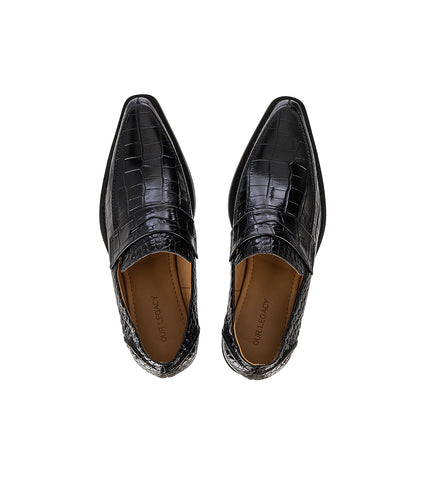 CYPHER LOAFER LICORICE CROC BULL HIDE