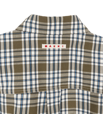 COMPACT COTTON SHIRT WITH CHECKED PATTERN GREEN