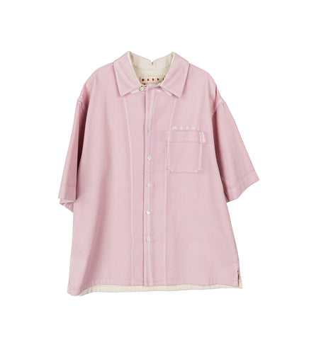 SCREEN PRINTED DENIM SHIRT PINK