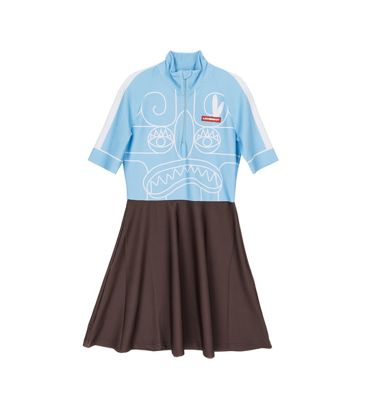 CYCLING DRESS BLUE/BROWN