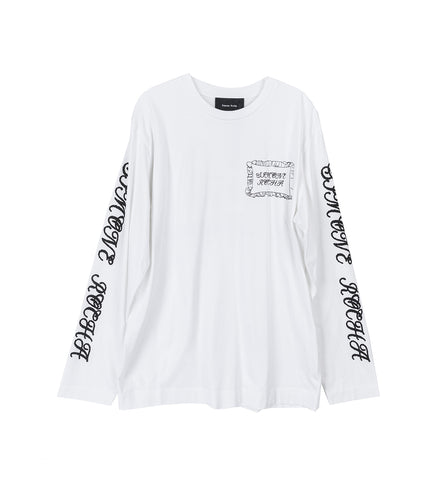 PILLOWCASE LOGO PRINT LONG SLEEVE T-SHIRT WHITE/BLACK