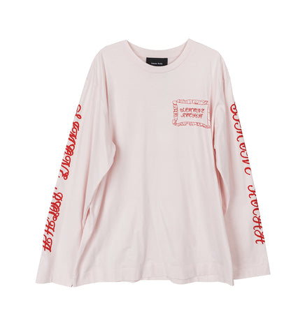 PILLOWCASE LOGO PRINT LONG SLEEVE T-SHIRT PINK/RED