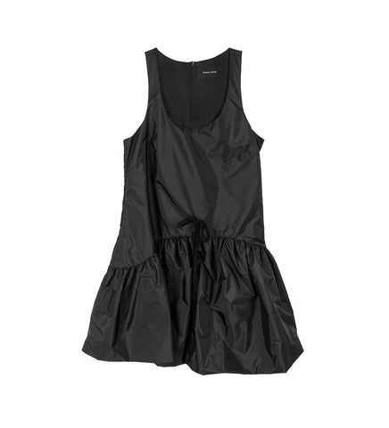 TAPERED BACK PEPLUM MINI DRESS BLACK/BLACK