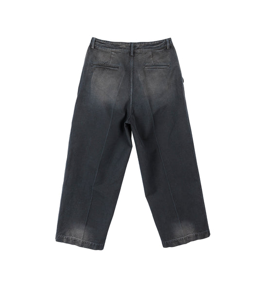 GARMENT DYED DENIM PANTS BLACK
