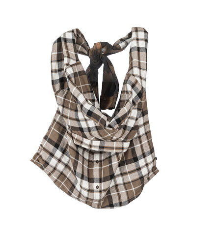 RECONSTRUCTED LINED FLANNEL TOTE BAG WITH POCKET GREEN #2