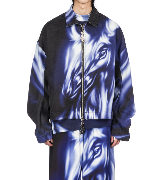 OVERSIZED DENIM JACKET BLACK/LILAC
