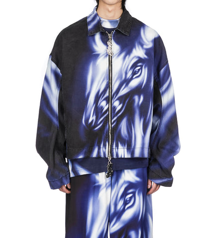 OVERSIZED DENIM JACKET BLACK/LILAC